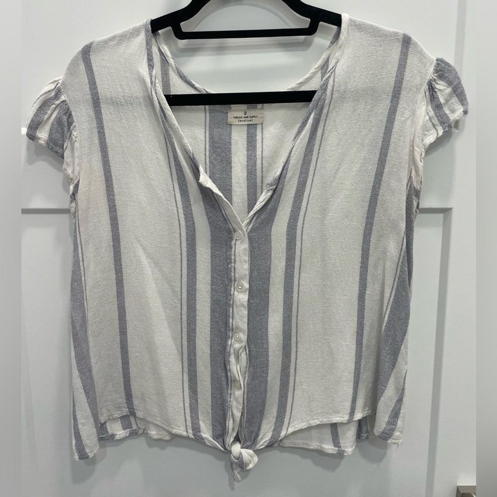 Thread & Supply M blue/white striped blouse